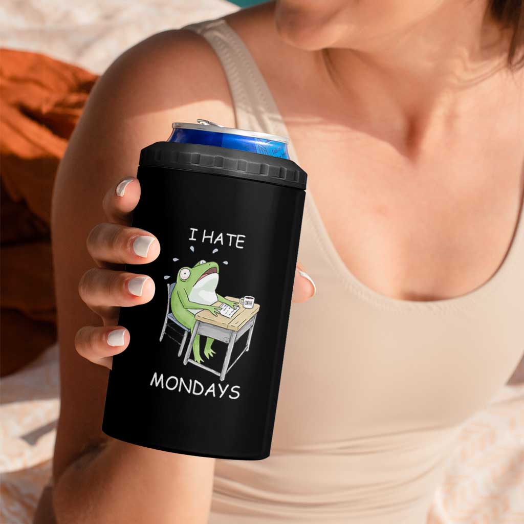 Funny Office Frog 4 in 1 Can Cooler Tumbler I Hate Mondays