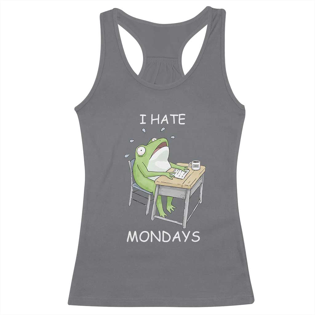 Funny Office Frog Racerback Tank Top I Hate Mondays - Wonder Print Shop