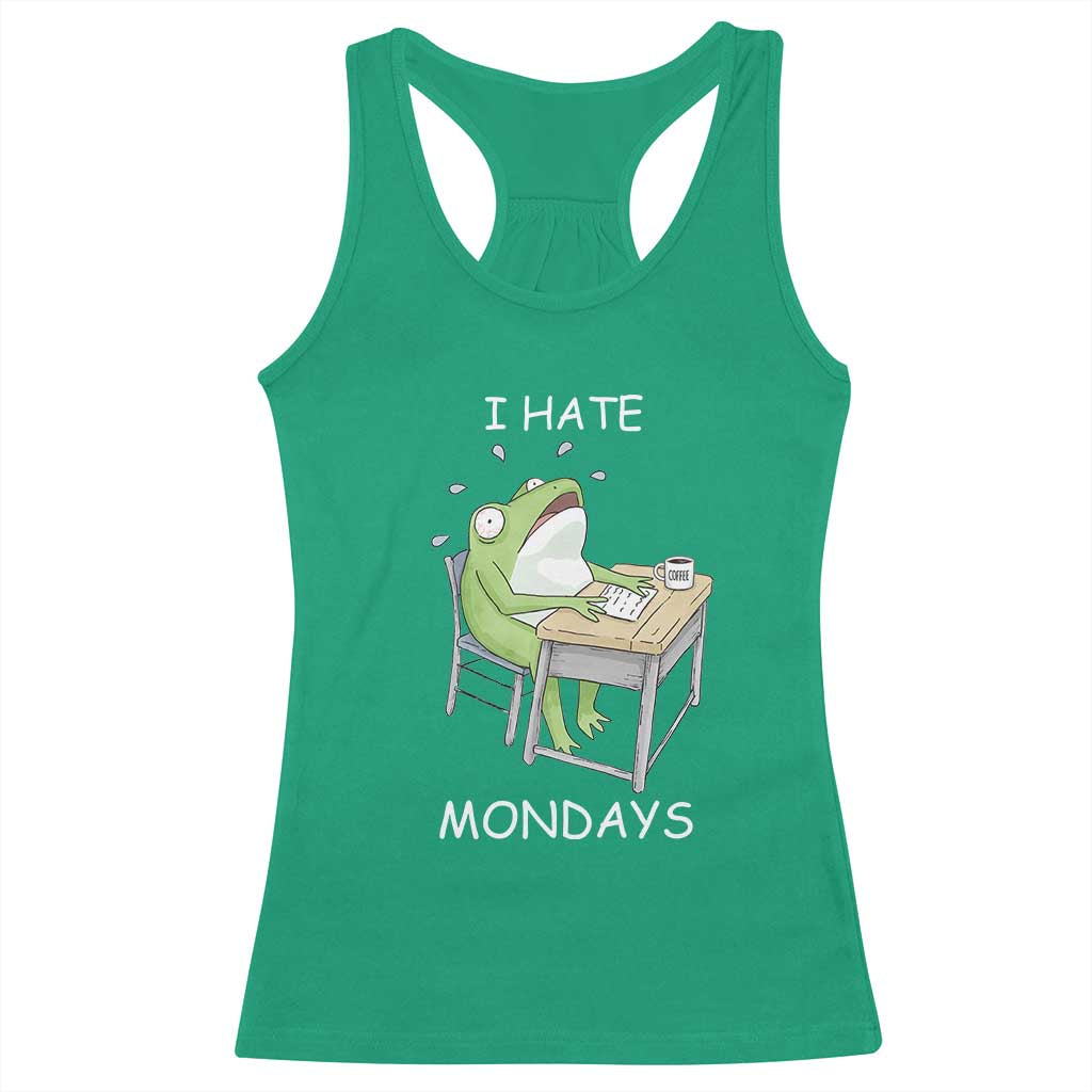 Funny Office Frog Racerback Tank Top I Hate Mondays - Wonder Print Shop