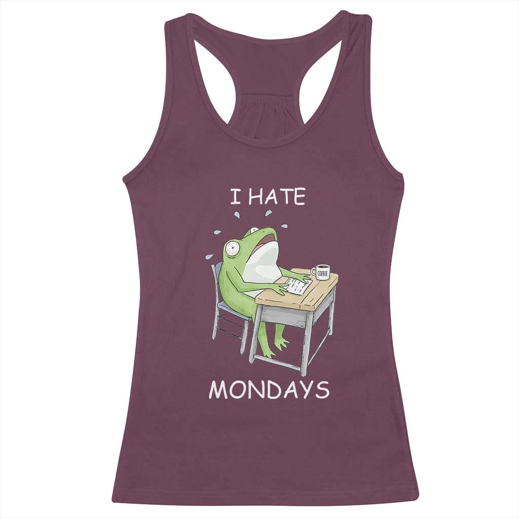 Funny Office Frog Racerback Tank Top I Hate Mondays - Wonder Print Shop