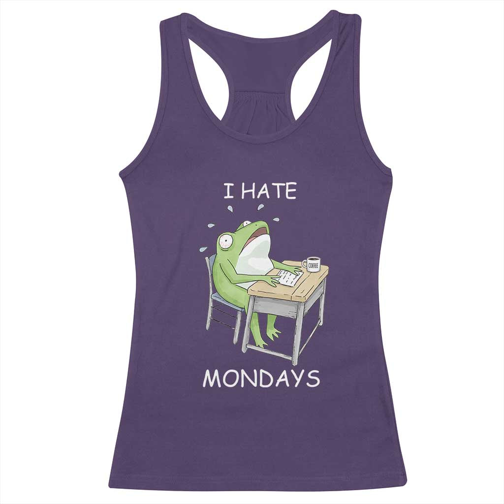 Funny Office Frog Racerback Tank Top I Hate Mondays - Wonder Print Shop