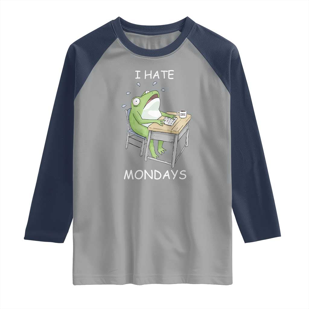 Funny Office Frog Raglan Shirt I Hate Mondays - Wonder Print Shop