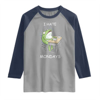 Funny Office Frog Raglan Shirt I Hate Mondays - Wonder Print Shop