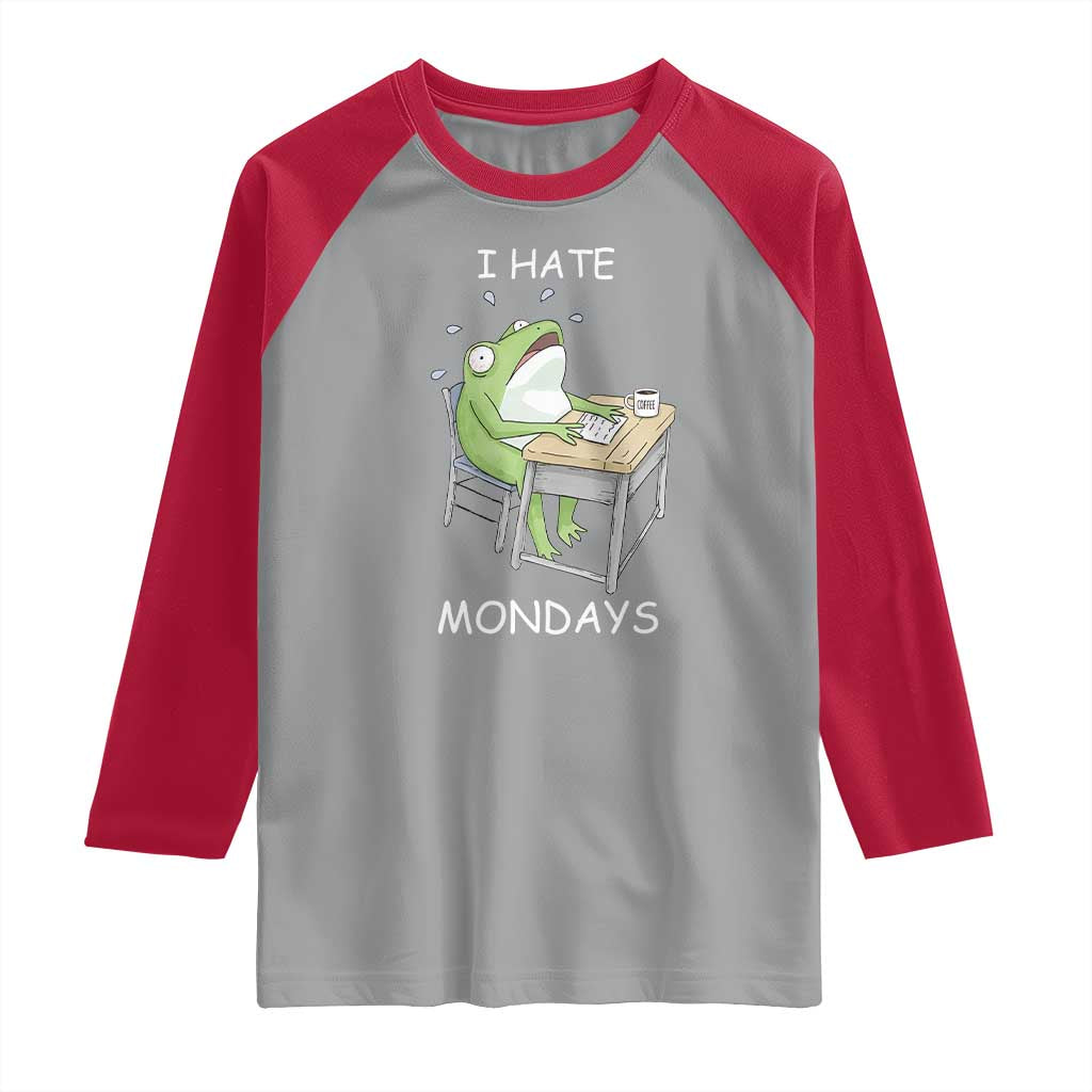 Funny Office Frog Raglan Shirt I Hate Mondays - Wonder Print Shop