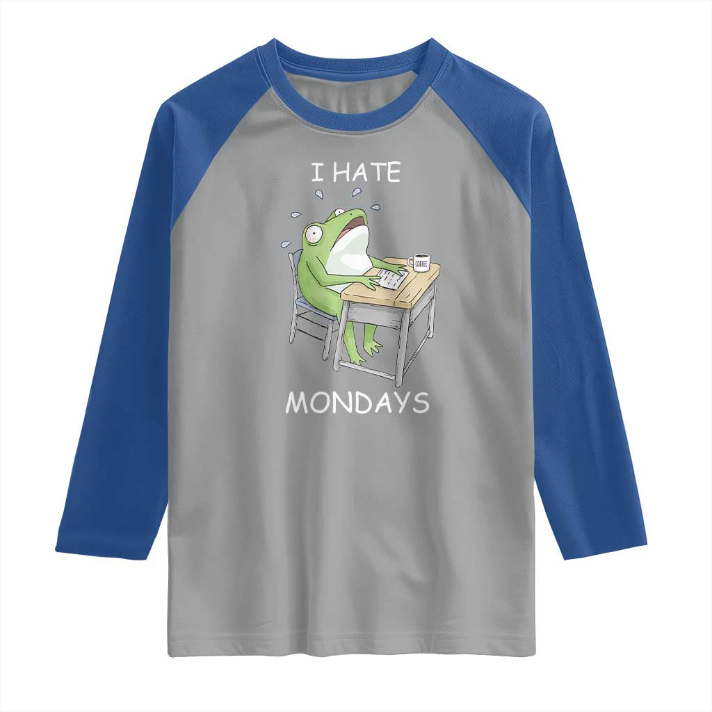 Funny Office Frog Raglan Shirt I Hate Mondays - Wonder Print Shop