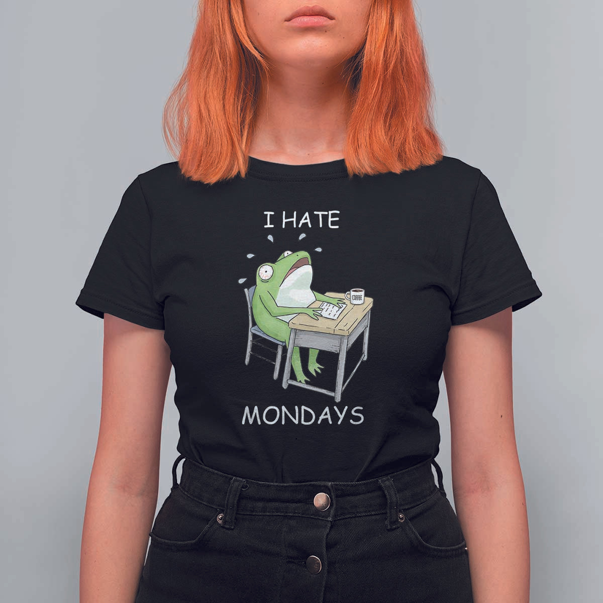 Funny Office Frog T Shirt For Women I Hate Mondays - Wonder Print Shop