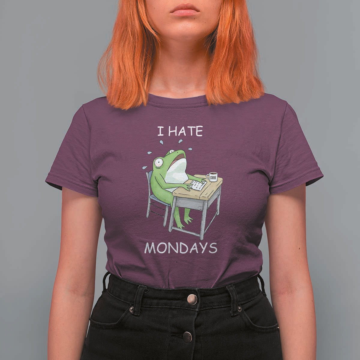 Funny Office Frog T Shirt For Women I Hate Mondays - Wonder Print Shop