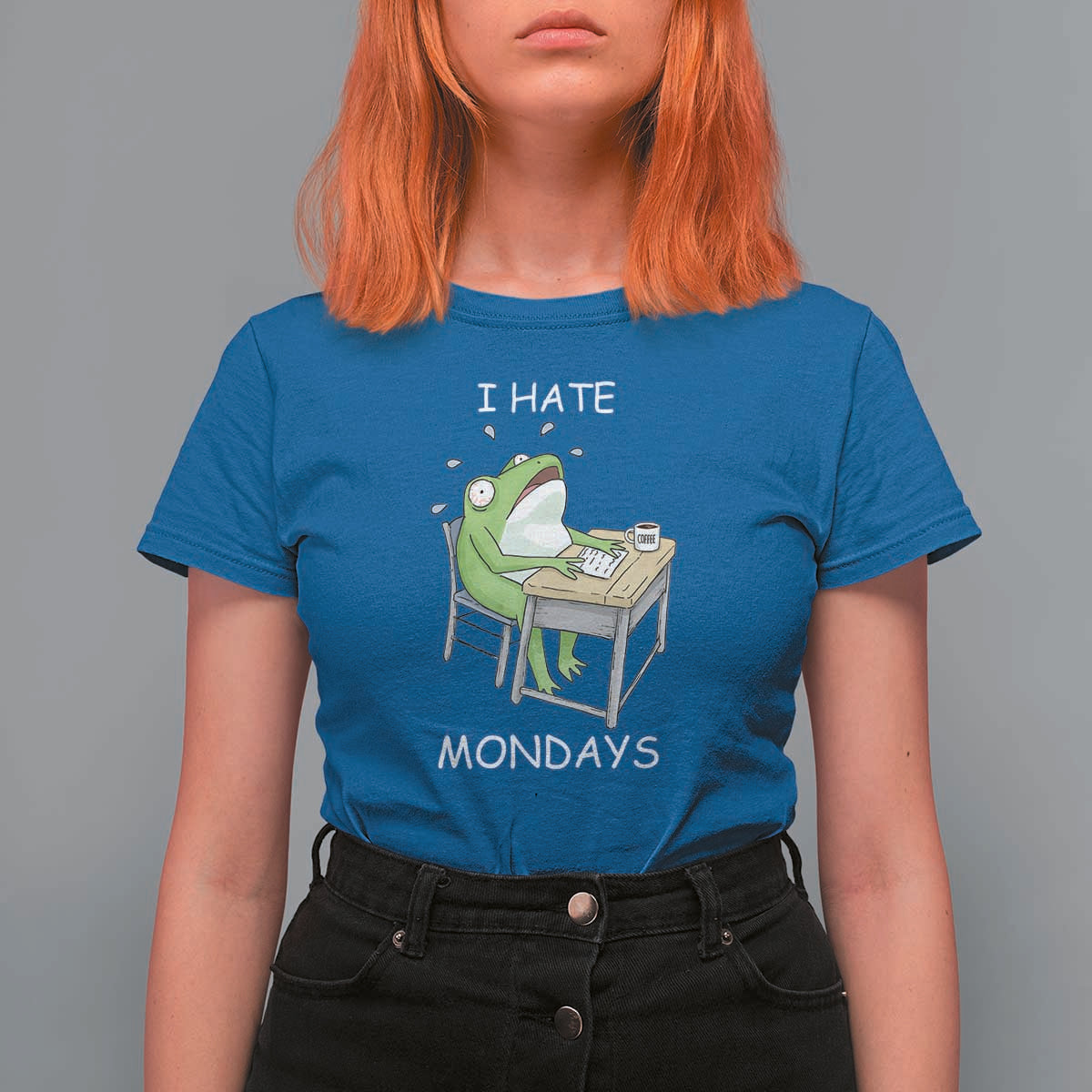 Funny Office Frog T Shirt For Women I Hate Mondays - Wonder Print Shop