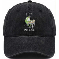 Funny Office Frog Washed Cotton Baseball Cap I Hate Mondays