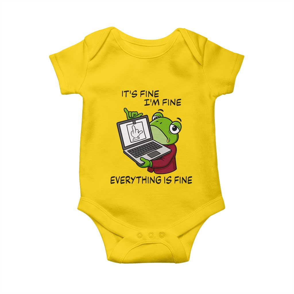 It Is Fine I Am Fine Everything Is Fine Baby Onesie Attitude Frog - Wonder Print Shop