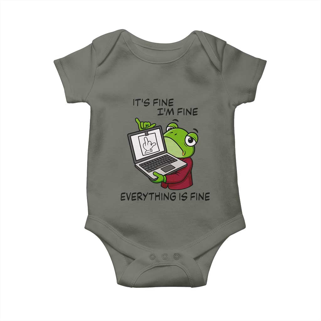 It Is Fine I Am Fine Everything Is Fine Baby Onesie Attitude Frog - Wonder Print Shop