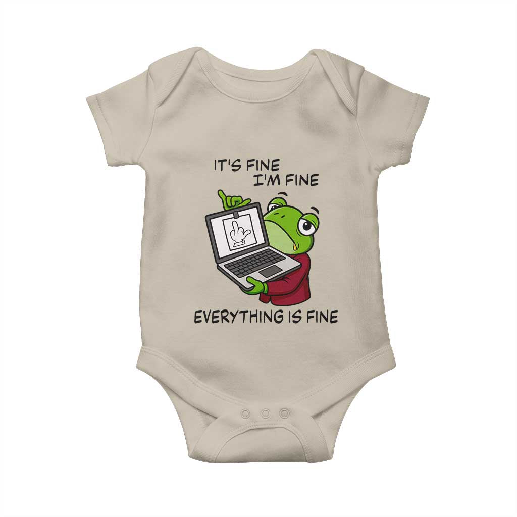 It Is Fine I Am Fine Everything Is Fine Baby Onesie Attitude Frog - Wonder Print Shop