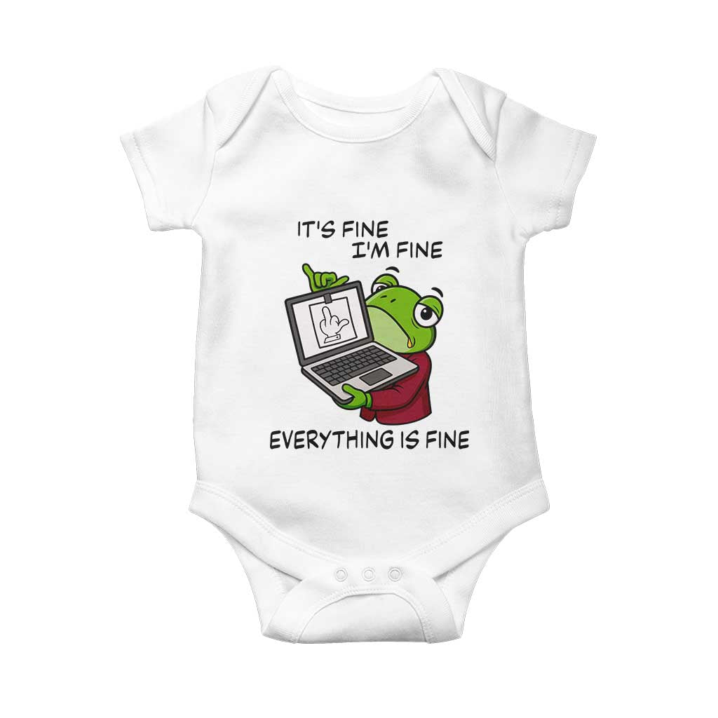 It Is Fine I Am Fine Everything Is Fine Baby Onesie Attitude Frog - Wonder Print Shop