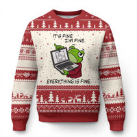 It Is Fine I Am Fine Everything Is Fine Ugly Christmas Sweater Attitude Frog - Wonder Print Shop