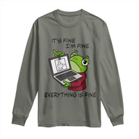 It Is Fine I Am Fine Everything Is Fine Long Sleeve Shirt Attitude Frog - Wonder Print Shop