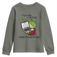 It Is Fine I Am Fine Everything Is Fine Youth Sweatshirt Attitude Frog - Wonder Print Shop