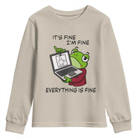 It Is Fine I Am Fine Everything Is Fine Youth Sweatshirt Attitude Frog - Wonder Print Shop