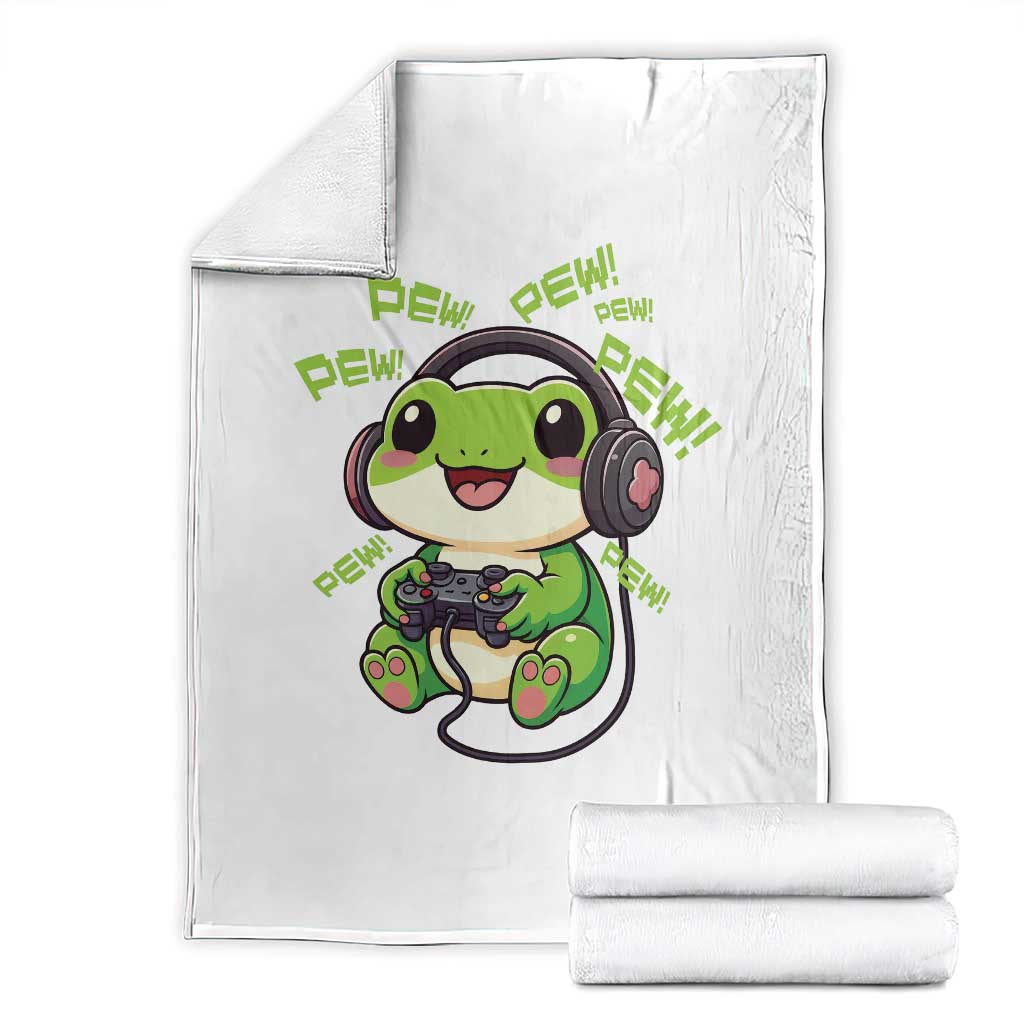 Funny Frog Playing Video Game Gift Throw Blanket - Wonder Print Shop