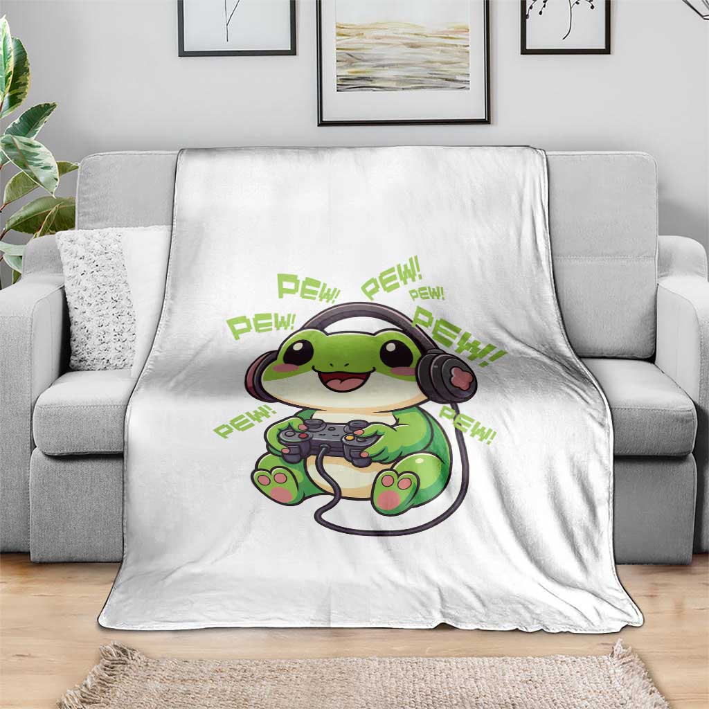 Funny Frog Playing Video Game Gift Throw Blanket - Wonder Print Shop