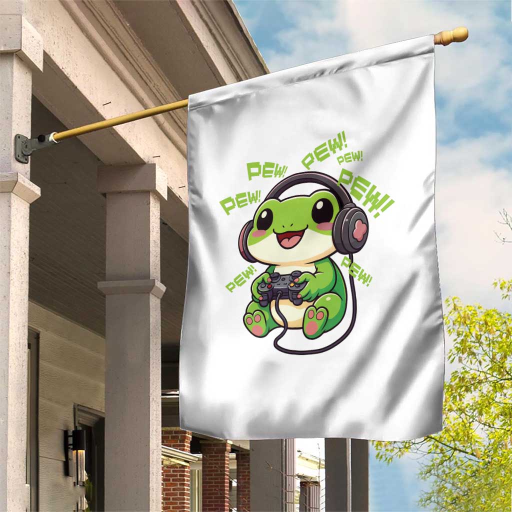 Funny Frog Playing Video Game Gift Garden Flag - Wonder Print Shop