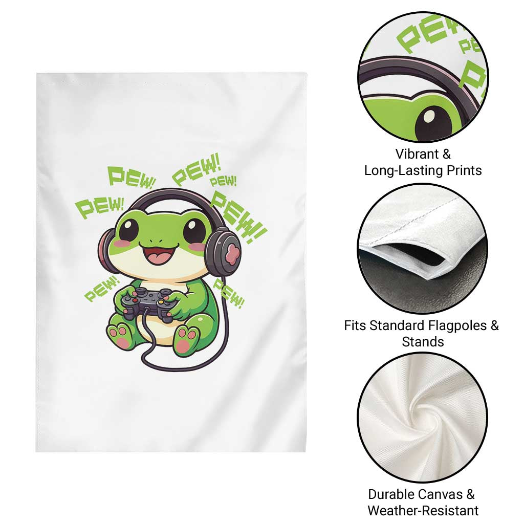 Funny Frog Playing Video Game Gift Garden Flag - Wonder Print Shop