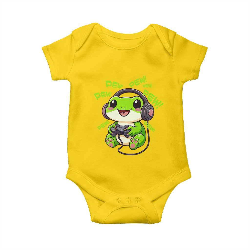 Funny Frog Playing Video Game Gift Baby Onesie - Wonder Print Shop