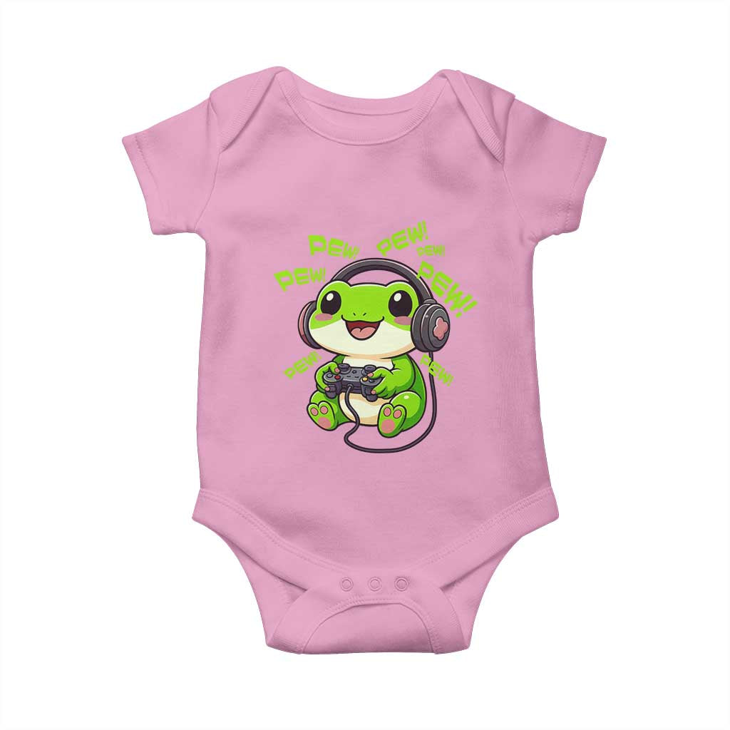 Funny Frog Playing Video Game Gift Baby Onesie - Wonder Print Shop
