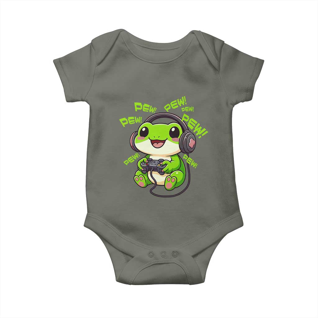 Funny Frog Playing Video Game Gift Baby Onesie - Wonder Print Shop
