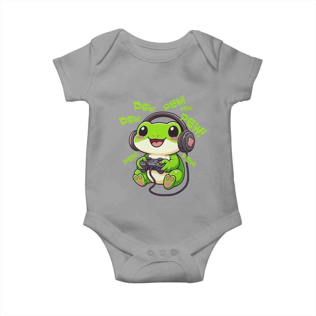 Funny Frog Playing Video Game Gift Baby Onesie - Wonder Print Shop