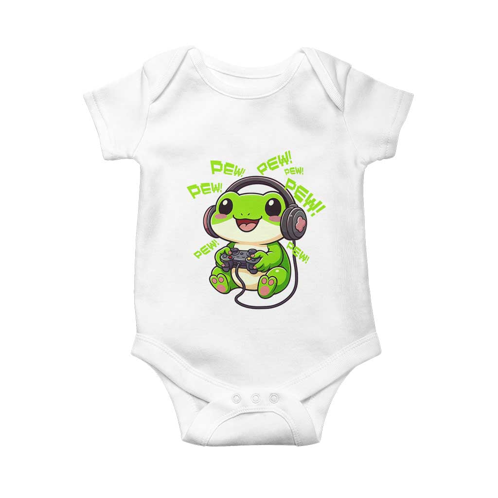 Funny Frog Playing Video Game Gift Baby Onesie - Wonder Print Shop