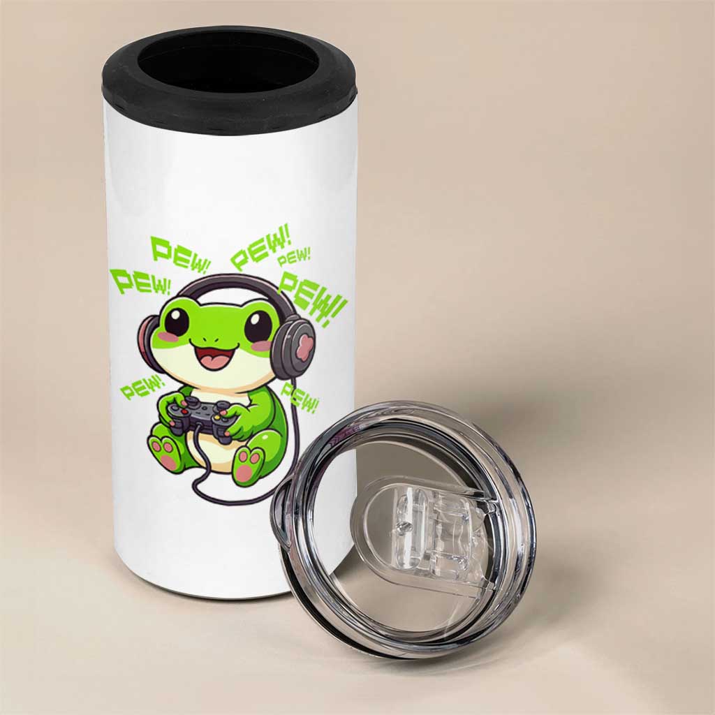 Funny Frog Playing Video Game Gift 4 in 1 Can Cooler Tumbler
