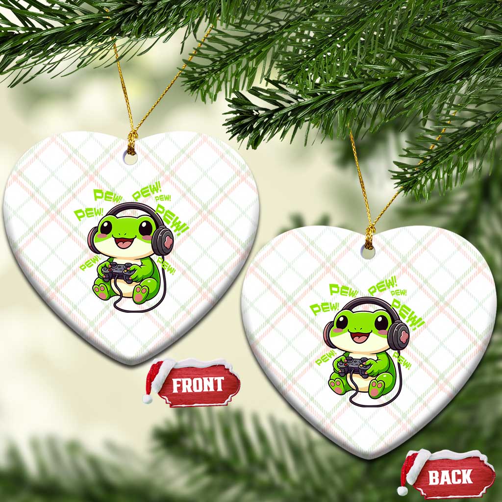 Funny Frog Playing Video Game Gift Ceramic Ornament - Wonder Print Shop