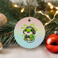 Funny Frog Playing Video Game Gift Ceramic Ornament - Wonder Print Shop