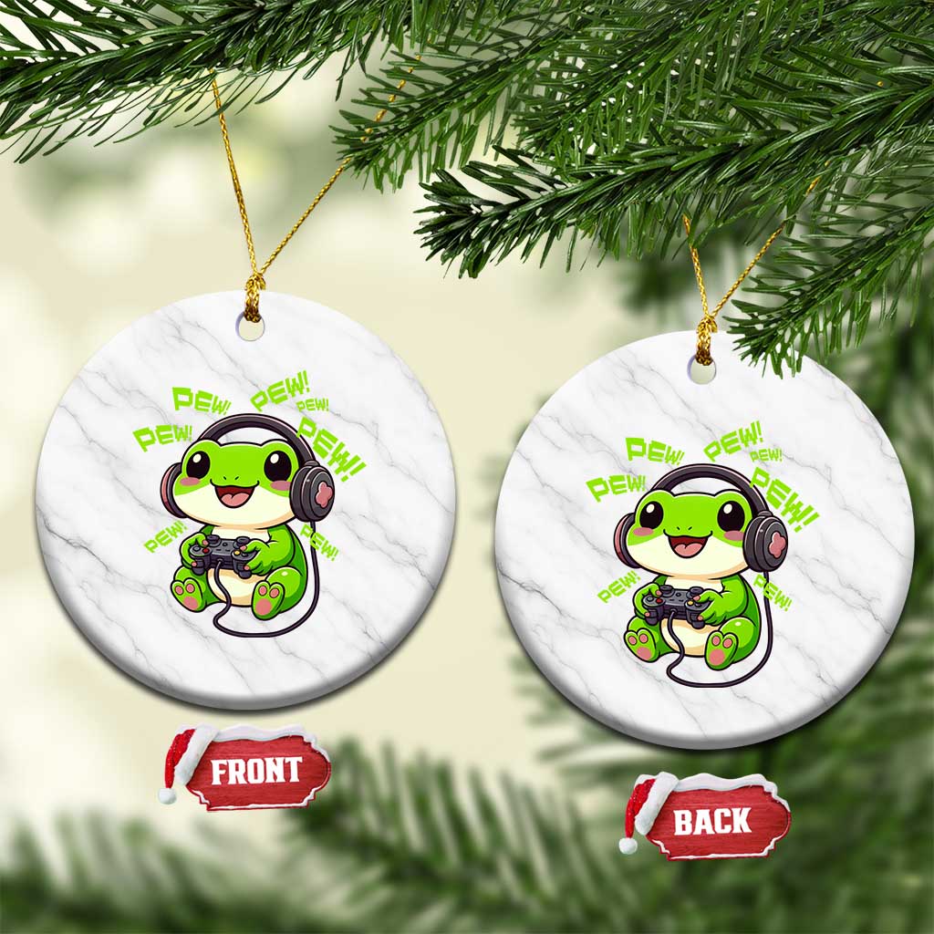 Funny Frog Playing Video Game Gift Ceramic Ornament - Wonder Print Shop