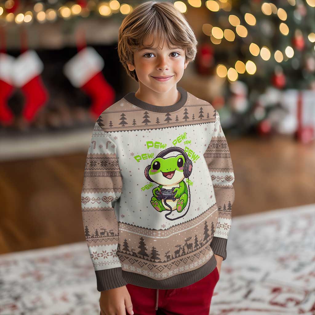 Funny Frog Playing Video Game Gift Ugly Christmas Sweater - Wonder Print Shop