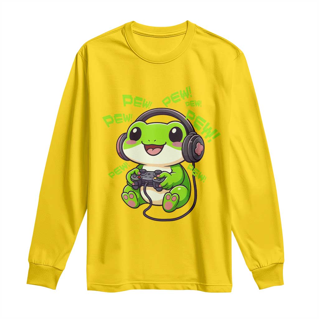 Funny Frog Playing Video Game Gift Long Sleeve Shirt - Wonder Print Shop