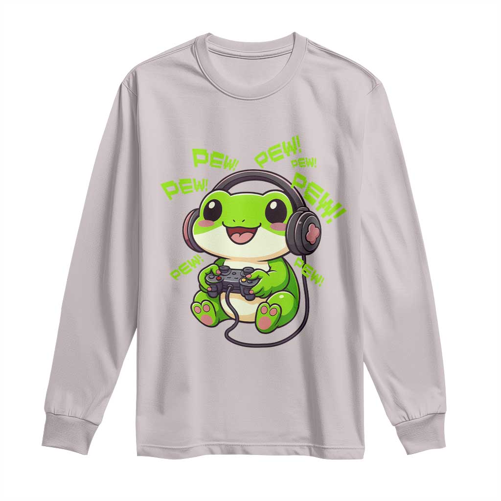Funny Frog Playing Video Game Gift Long Sleeve Shirt - Wonder Print Shop