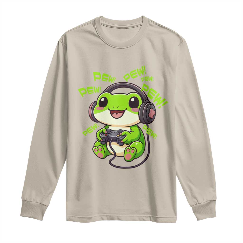 Funny Frog Playing Video Game Gift Long Sleeve Shirt - Wonder Print Shop