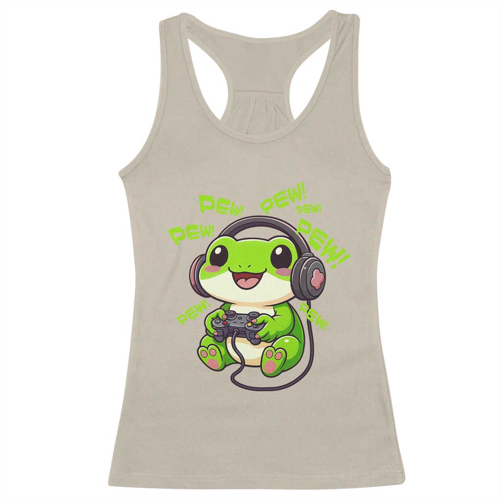 Funny Frog Playing Video Game Gift Racerback Tank Top - Wonder Print Shop