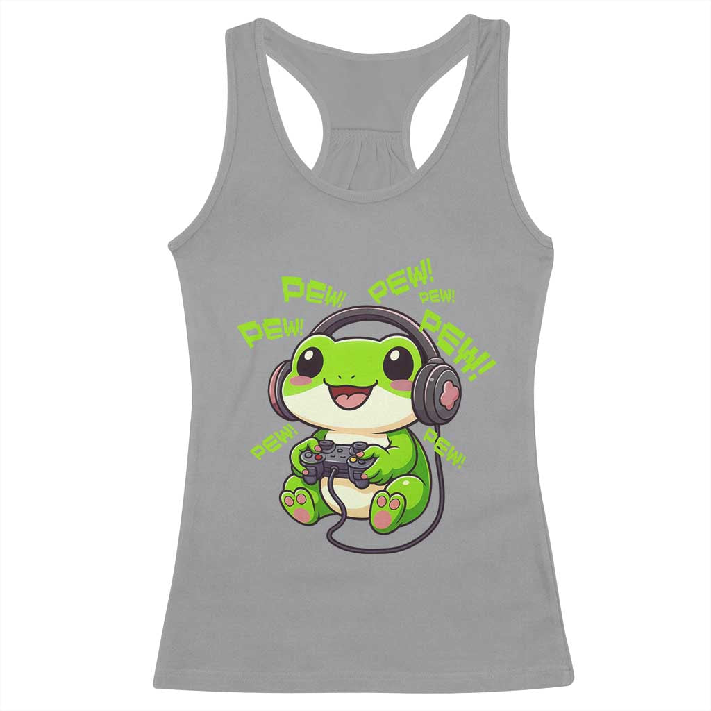 Funny Frog Playing Video Game Gift Racerback Tank Top - Wonder Print Shop