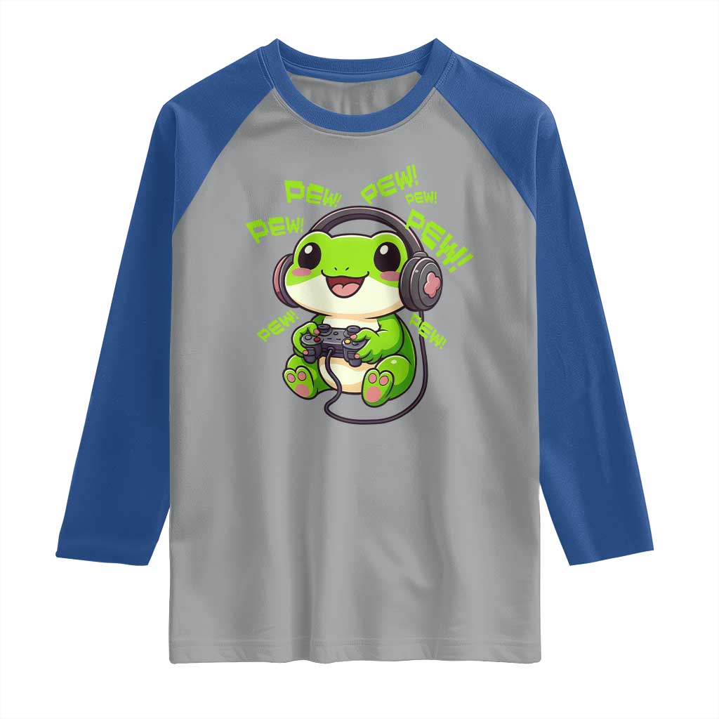 Funny Frog Playing Video Game Gift Raglan Shirt - Wonder Print Shop
