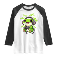 Funny Frog Playing Video Game Gift Raglan Shirt - Wonder Print Shop