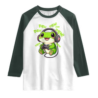 Funny Frog Playing Video Game Gift Raglan Shirt - Wonder Print Shop