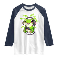 Funny Frog Playing Video Game Gift Raglan Shirt - Wonder Print Shop