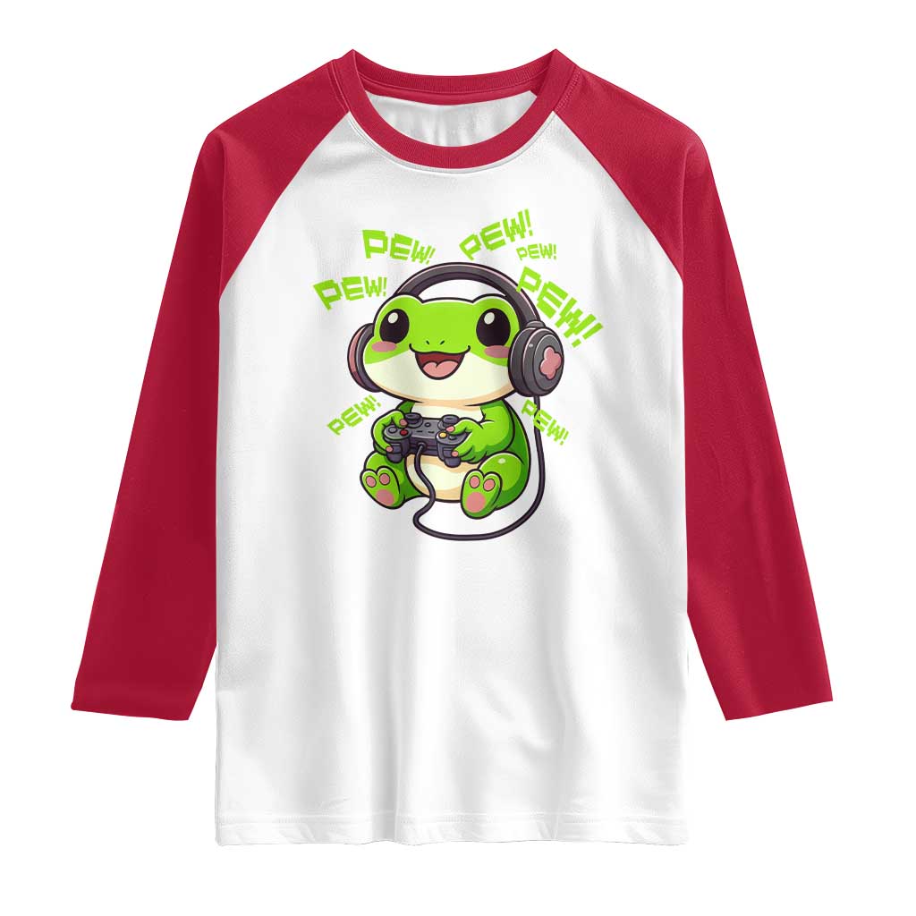 Funny Frog Playing Video Game Gift Raglan Shirt - Wonder Print Shop