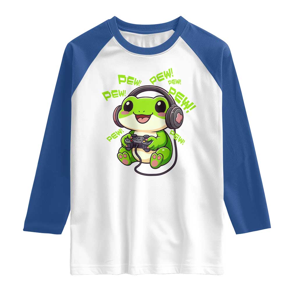 Funny Frog Playing Video Game Gift Raglan Shirt - Wonder Print Shop