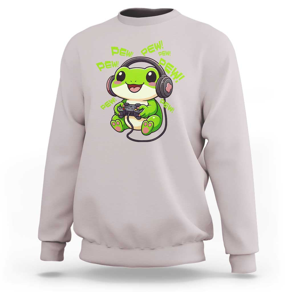 Funny Frog Playing Video Game Gift Sweatshirt - Wonder Print Shop
