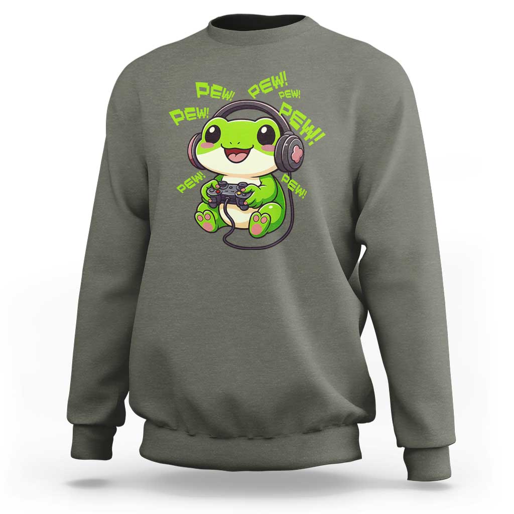 Funny Frog Playing Video Game Gift Sweatshirt - Wonder Print Shop