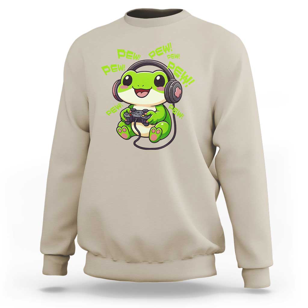Funny Frog Playing Video Game Gift Sweatshirt - Wonder Print Shop