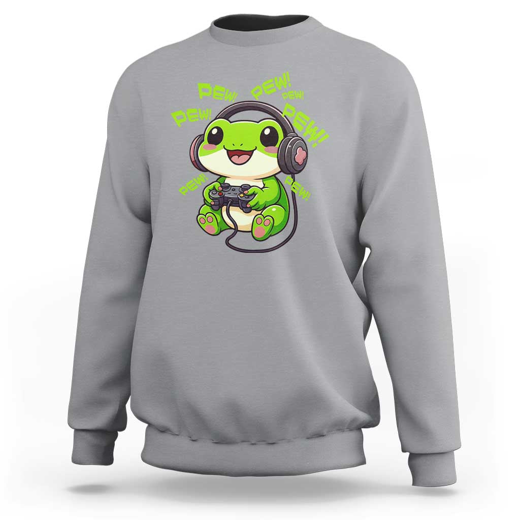 Funny Frog Playing Video Game Gift Sweatshirt - Wonder Print Shop
